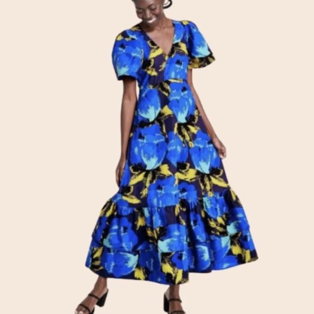 Christopher John Rogers x Target Floral Puff Sleeve Tiered Ruffle Dress Size 6